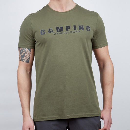 Erkek Tişört - Pamuklu Spor Tişört - Buteo - Haki (600610)