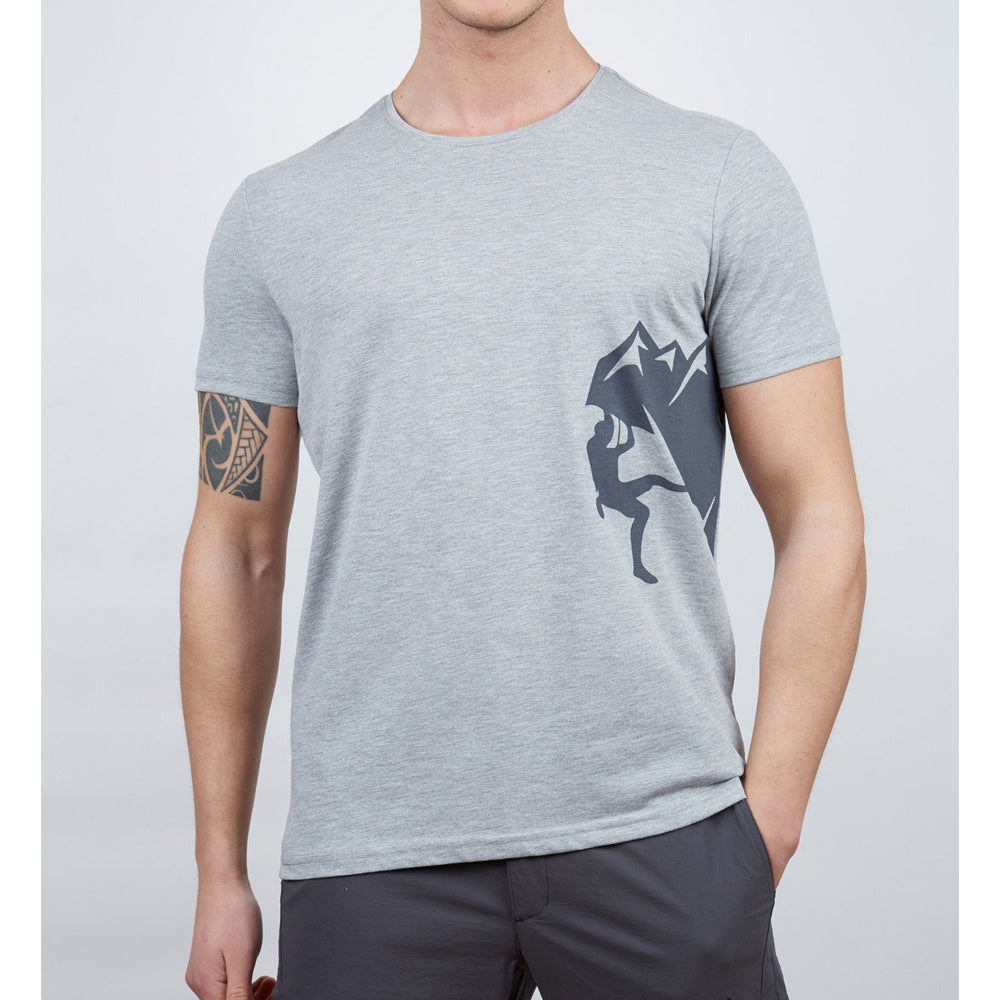 Erkek Tişört - Pamuklu Spor Tişört - Camp - Gri Melanj (600611)