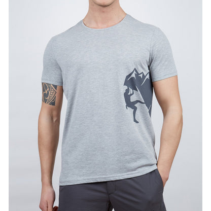 Erkek Tişört - Pamuklu Spor Tişört - Camp - Gri Melanj (600611)