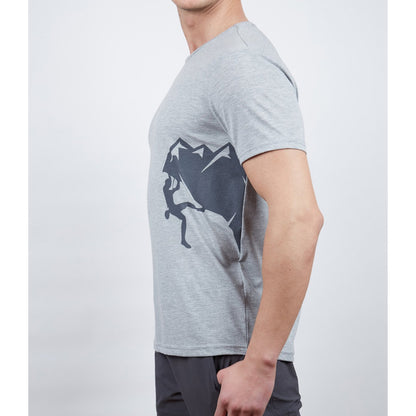 Erkek Tişört - Pamuklu Spor Tişört - Camp - Gri Melanj (600611)