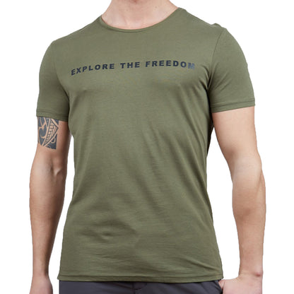 Erkek Tişört - Pamuklu Spor Tişört - Vassi - Haki