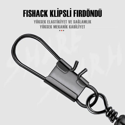 Fishack Paslanmaz Klipsli Fırdöndü Füme No: 9 12'li