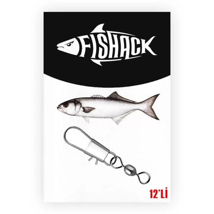 Fishack Paslanmaz Klipsli Fırdöndü Gümüş No: 5 12'li