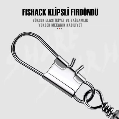 Fishack Paslanmaz Klipsli Fırdöndü Gümüş No: 5 12'li