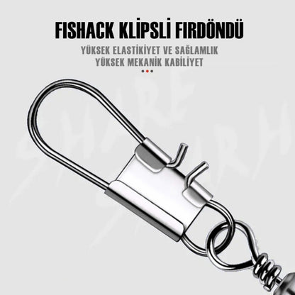 Fishack Paslanmaz Klipsli Fırdöndü Gümüş No: 5 12'li