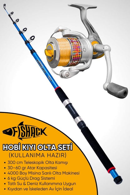 Hobi Kıyı Olta Takımı - 270cm 30-60gr Kamış + 3000'lik Olta Makinesi (XB4+BL300)