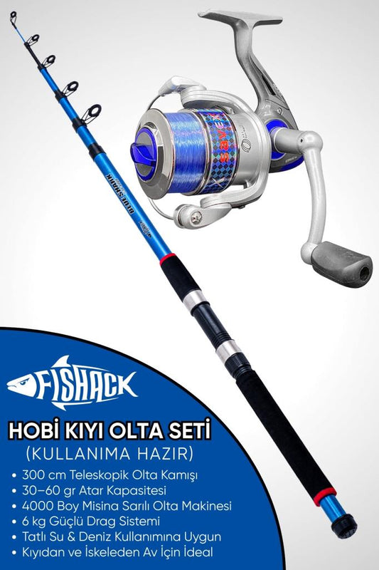 Hobi Kıyı Olta Takımı - 300cm 30-60gr Kamış + 4000'lik Olta Makinesi (XA4+BL300)