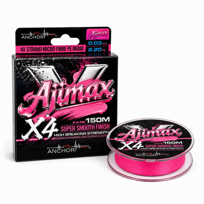 İp Örgü Misina - 4 Kat - Anchor Ajimax 4X - 150mt - Pembe - 0.03mm