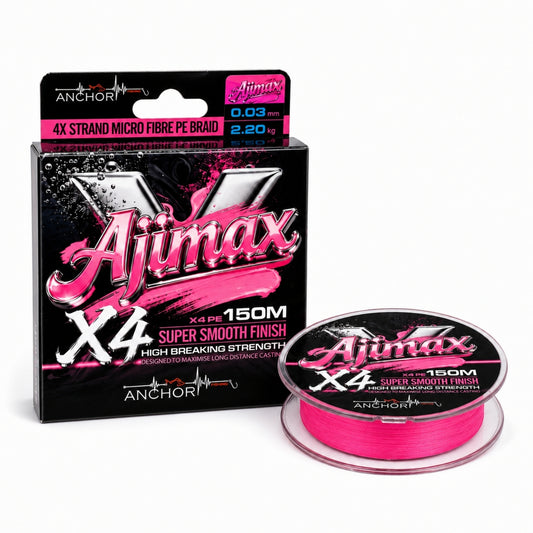İp Örgü Misina - 4 Kat - Anchor Ajimax 4X - 150mt - Pembe - 0.03mm