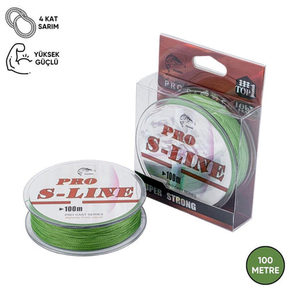 İp Örgü Misina - 4 Kat - Pro S-Line - 100mt - 0.20mm - 9,99kg Çeker
