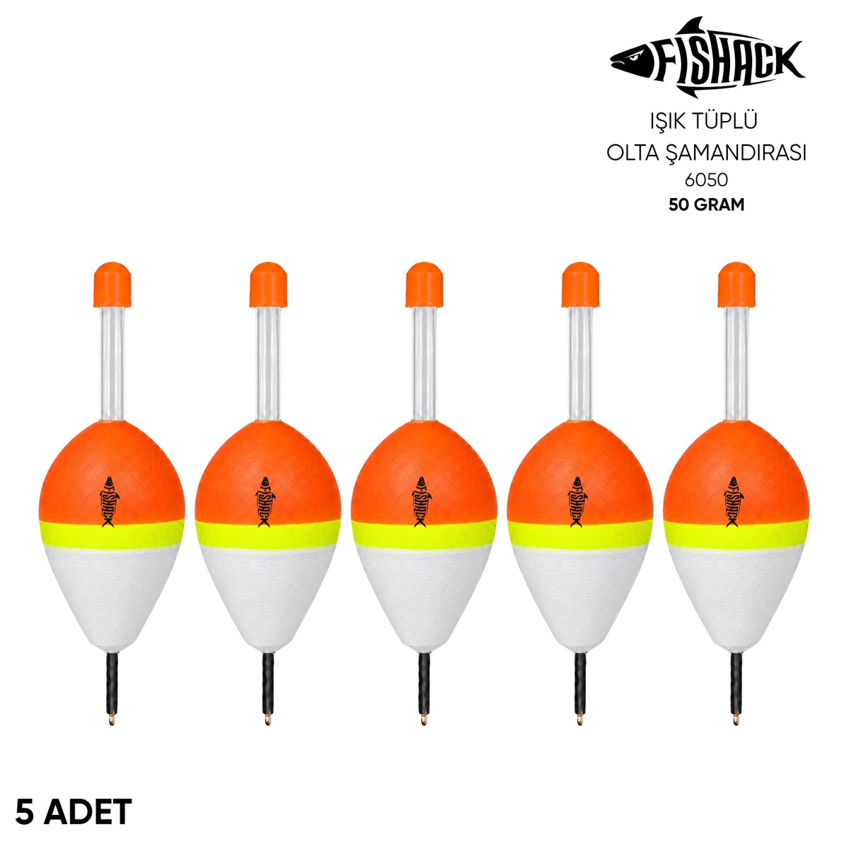 Işık Tüplü Olta Şamandırası - Fishack - (FSH-6050) - 5 Adet - 50 gr