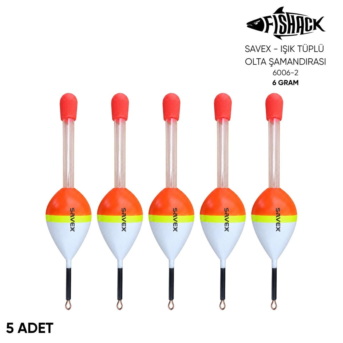 Işık Tüplü Olta Şamandırası - Savex - (6006-2) - 5 Adet - 6 gr