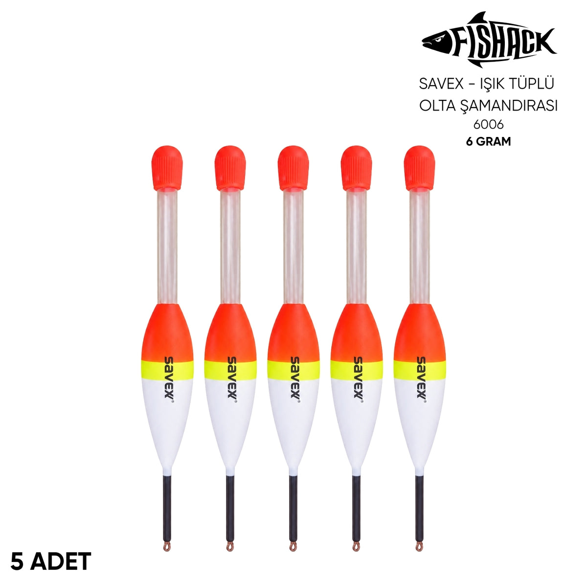 Işık Tüplü Olta Şamandırası - Savex - (6006) - 5 Adet - 6 gr