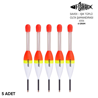 Işık Tüplü Olta Şamandırası - Savex - (6006) - 5 Adet - 6 gr
