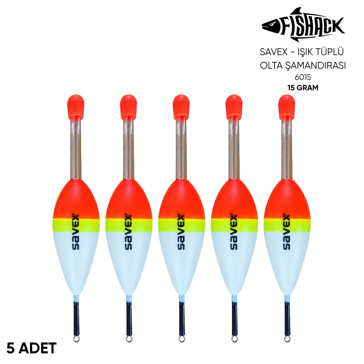 Işık Tüplü Olta Şamandırası - Savex - (6015) - 5 Adet - 15 gr