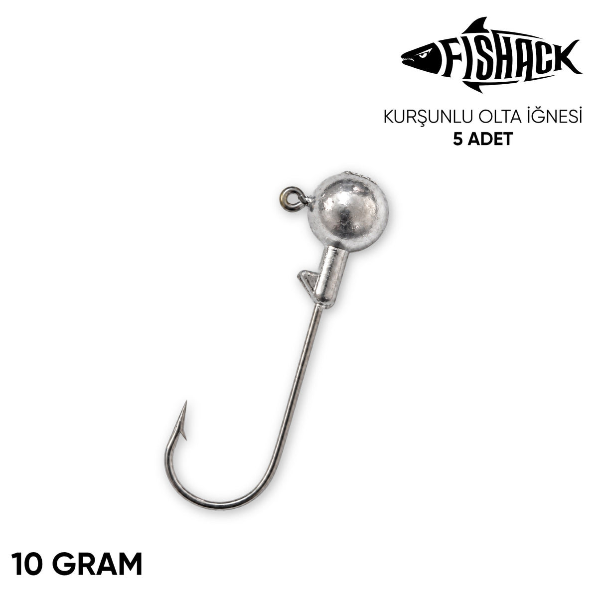 Jighead - Zoka - Kurşunlu Olta İğnesi - Gümüş - 5 Adet - 10 gr