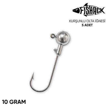 Jighead - Zoka - Kurşunlu Olta İğnesi - Gümüş - 5 Adet - 10 gr
