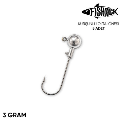 Jighead - Zoka - Kurşunlu Olta İğnesi - Gümüş - 5 Adet - 3 gr
