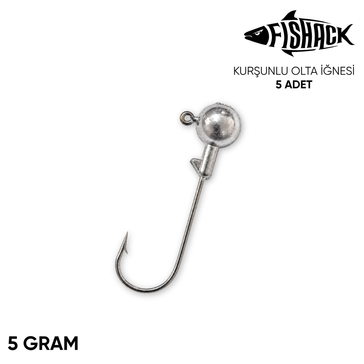 Jighead - Zoka - Kurşunlu Olta İğnesi - Gümüş - 5 Adet - 5 gr