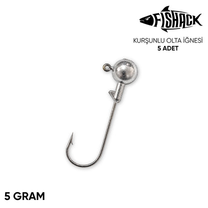 Jighead - Zoka - Kurşunlu Olta İğnesi - Gümüş - 5 Adet - 5 gr