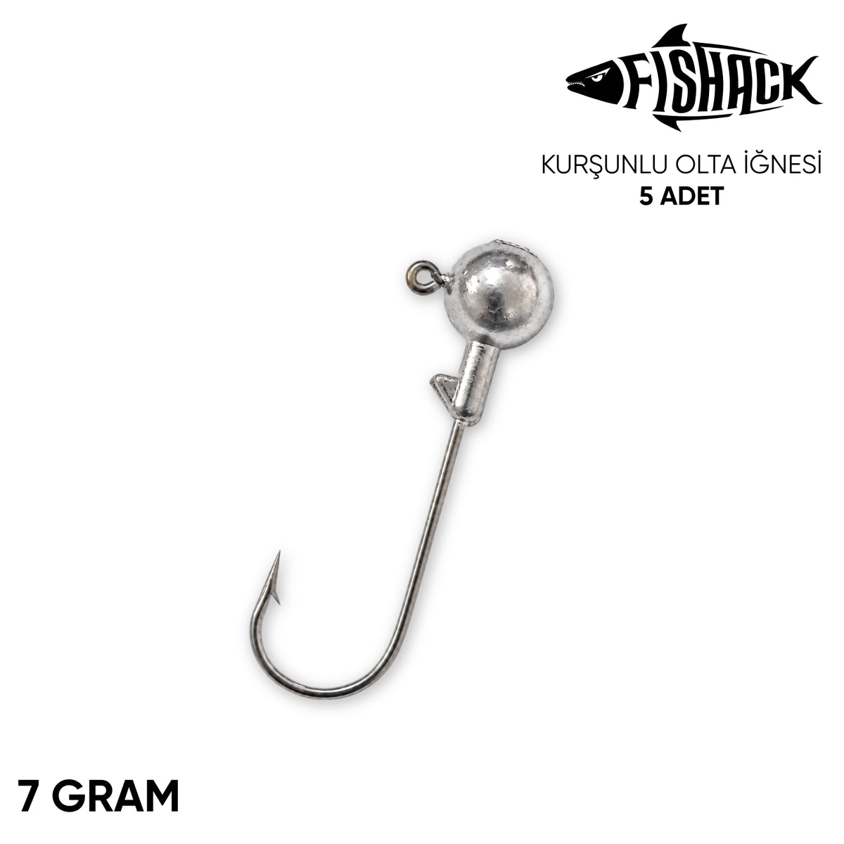 Jighead - Zoka - Kurşunlu Olta İğnesi - Gümüş - 5 Adet - 7 gr
