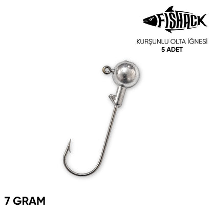 Jighead - Zoka - Kurşunlu Olta İğnesi - Gümüş - 5 Adet - 7 gr