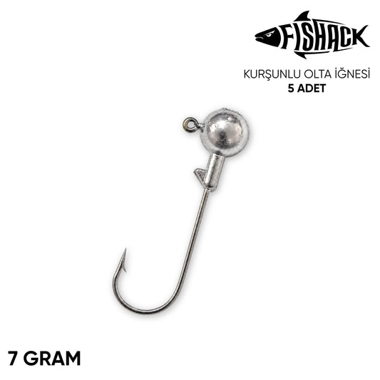 Jighead - Zoka - Kurşunlu Olta İğnesi - Gümüş - 5 Adet - 7 gr