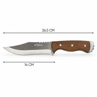 Kamp Bıçağı - Av Bıçağı - Ahşap Saplı - Deri Taşıma Kılıflı - Argeus - Model 1