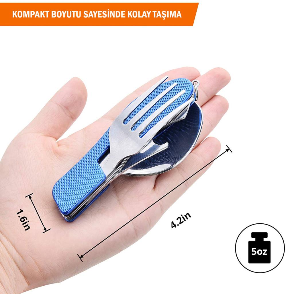 Kamp Çatal&Kaşık&Bıçak Seti - Orcamp - Mavi (OUT-1350)
