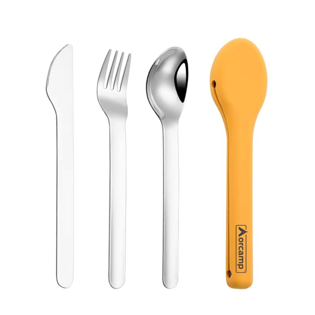 Kamp Çatal&Kaşık&Bıçak Seti - Seyahat Seti - Orcamp - Sarı (OUT-1970)