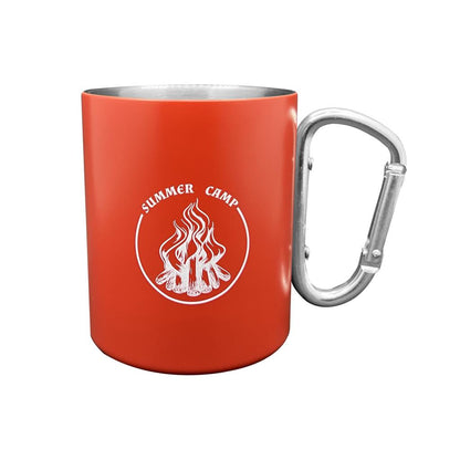 Karabina Saplı Paslanmaz Çelik Kupa Bardak - Orcamp - Kırmızı (OUT-1850)