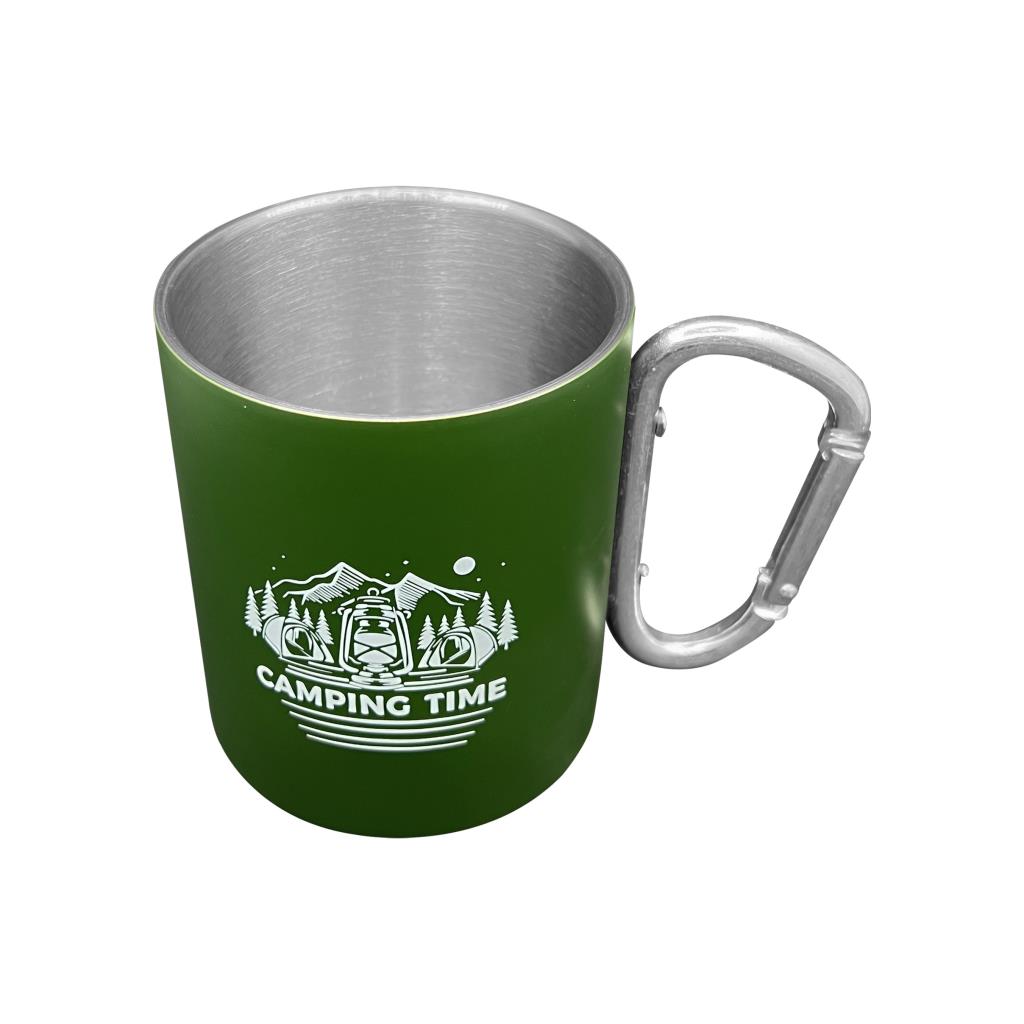 Karabina Saplı Paslanmaz Çelik Kupa Bardak - Orcamp - Yeşil (OUT-1850)