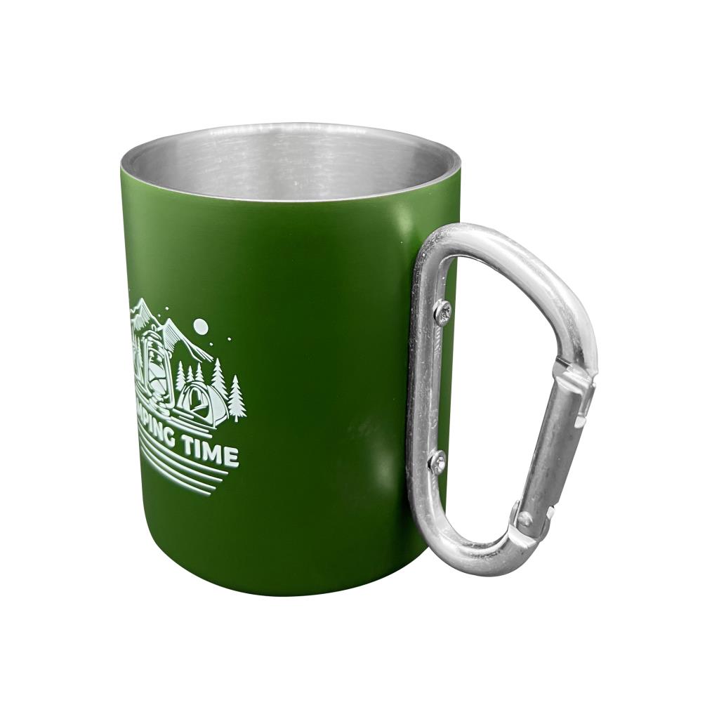 Karabina Saplı Paslanmaz Çelik Kupa Bardak - Orcamp - Yeşil (OUT-1850)