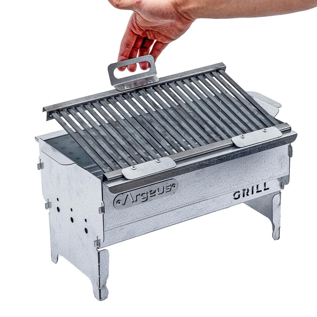 Katlanabilir Ayaklı Portatif Mangal - Paslanmaz - Argeus - Orta - Taşıma Çantalı