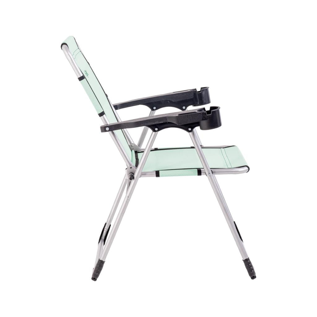 Katlanabilir Piknik ve Kamp Sandalyesi - Bardaklıklı - Rock - Su Yeşili (A-03)- 140KG Taşıma