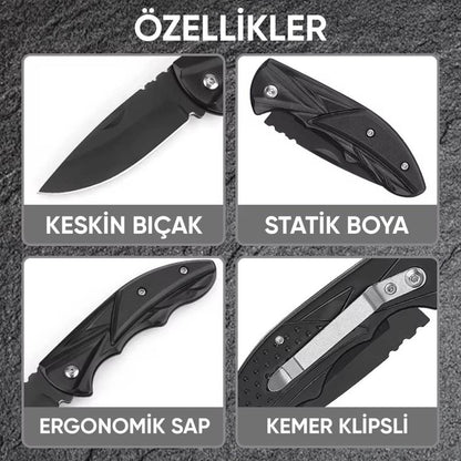 Katlanır Cep Çakısı - Kemer Klipsli - SDR-079 - Mavi