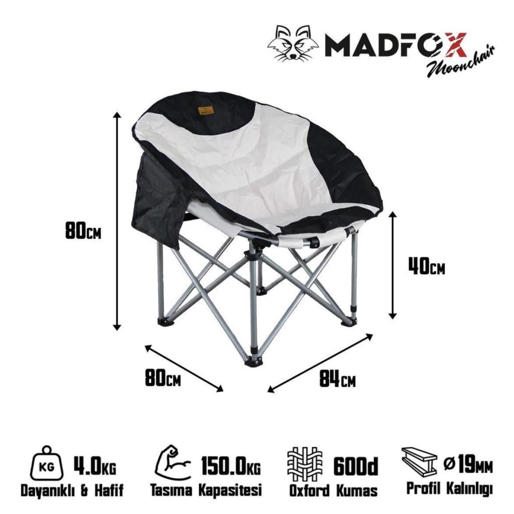 Katlanır Kamp Piknik Sandalyesi - Madfox Moonchair Deluxe - Siyah/Gri - 547212
