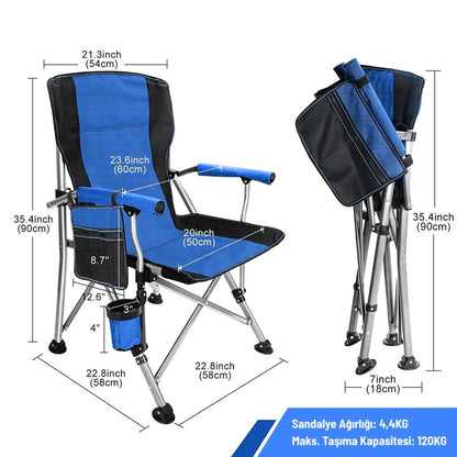 Katlanır Kamp Piknik Sandalyesi - Madfox Roxy - Mavi/Siyah - 546245  - Taşıma Çantalı