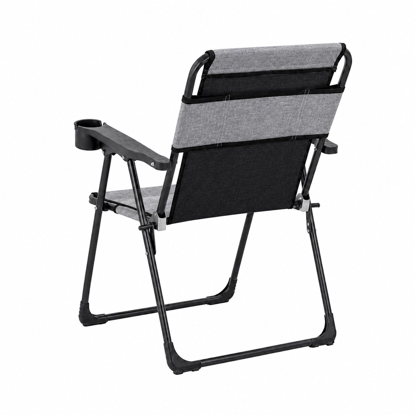 Katlanır Piknik ve Kamp Sandalyesi - Bardaklıklı - Rock Plus - Linen Gri