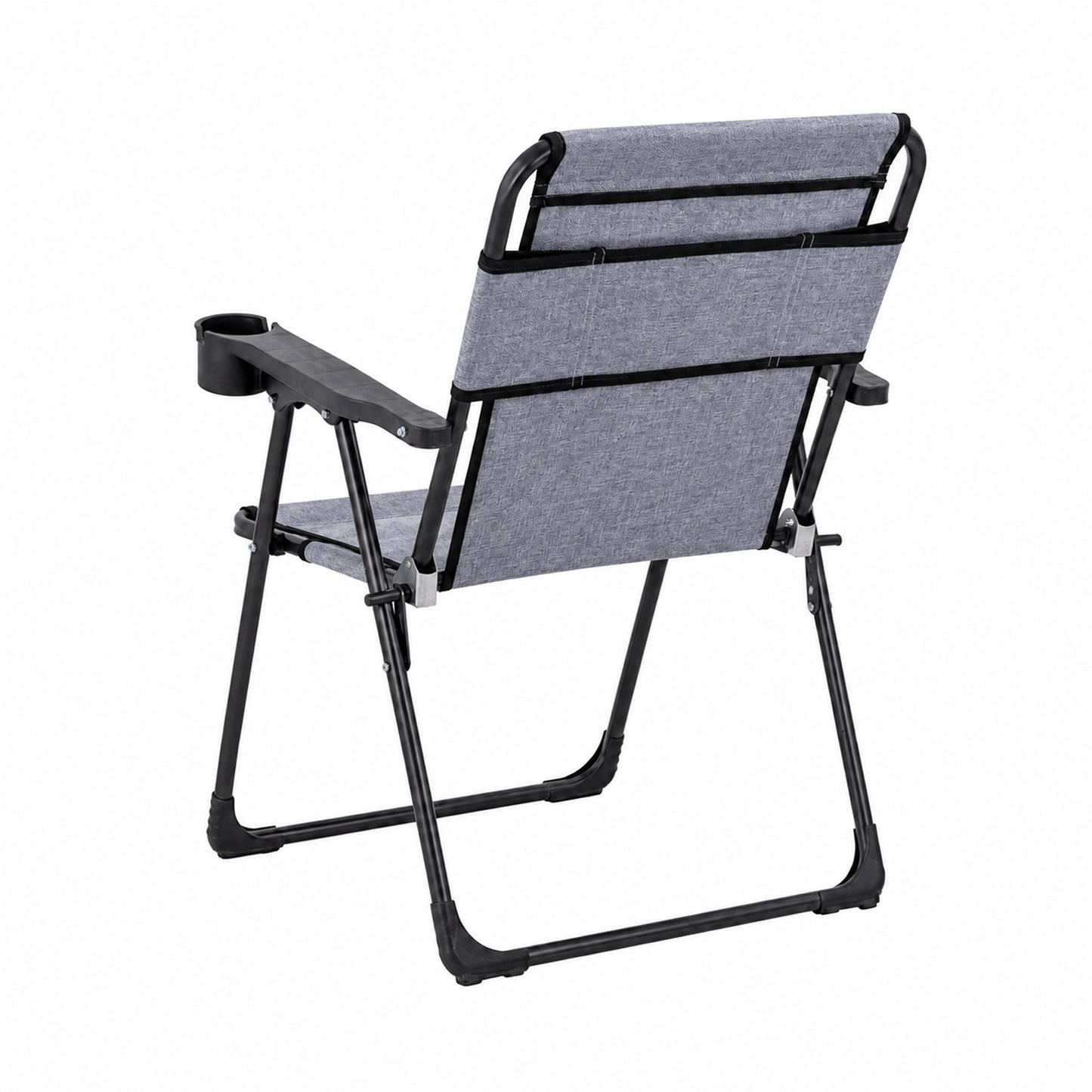 Katlanır Piknik ve Kamp Sandalyesi - Bardaklıklı - Rock Plus - Linen Mavi