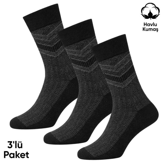 Kışlık Havlu Erkek Soket Çorap - 3 Çift - Dikişsiz - Olimpus - 14642 - Set 1