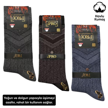 Kışlık Havlu Erkek Soket Çorap - 3 Çift - Dikişsiz - Olimpus - 14642 - Set 3
