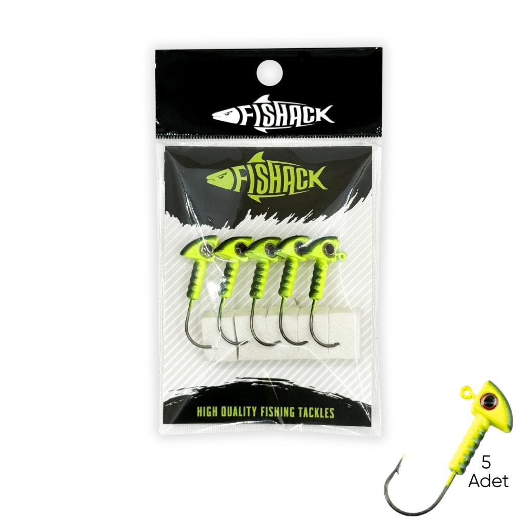 Kurşunlu Jighead Zoka - 6g - Fishack - Yeşil Siyah (XHA06) - 5 Adet