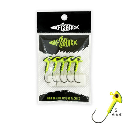 Kurşunlu Jighead Zoka - 6g - Fishack - Yeşil Siyah (XHA06) - 5 Adet