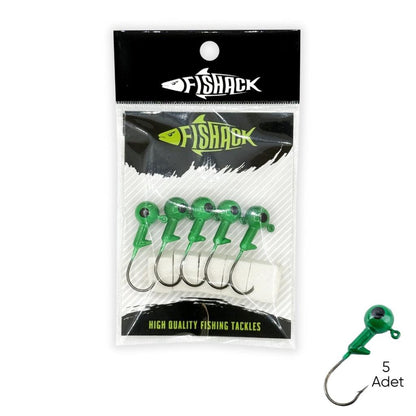 Kurşunlu Jighead Zoka - 8g - Fishack - Yeşil (XHA02) - 5 Adet