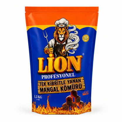 Lion Profesyonel Mangal Kömürü - Tek Kibritle Yanan 1.5 Kg