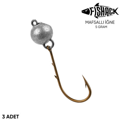 Mafsallı Jighead - Hareketli Kurşunlu İğne - Fishack - 5 Gram - 3'lü Paket