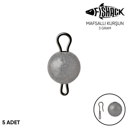 Mafsallı Kurşun - Hareketli İğne Kurşunu - Fishack - 3 Gram - 5'li Paket