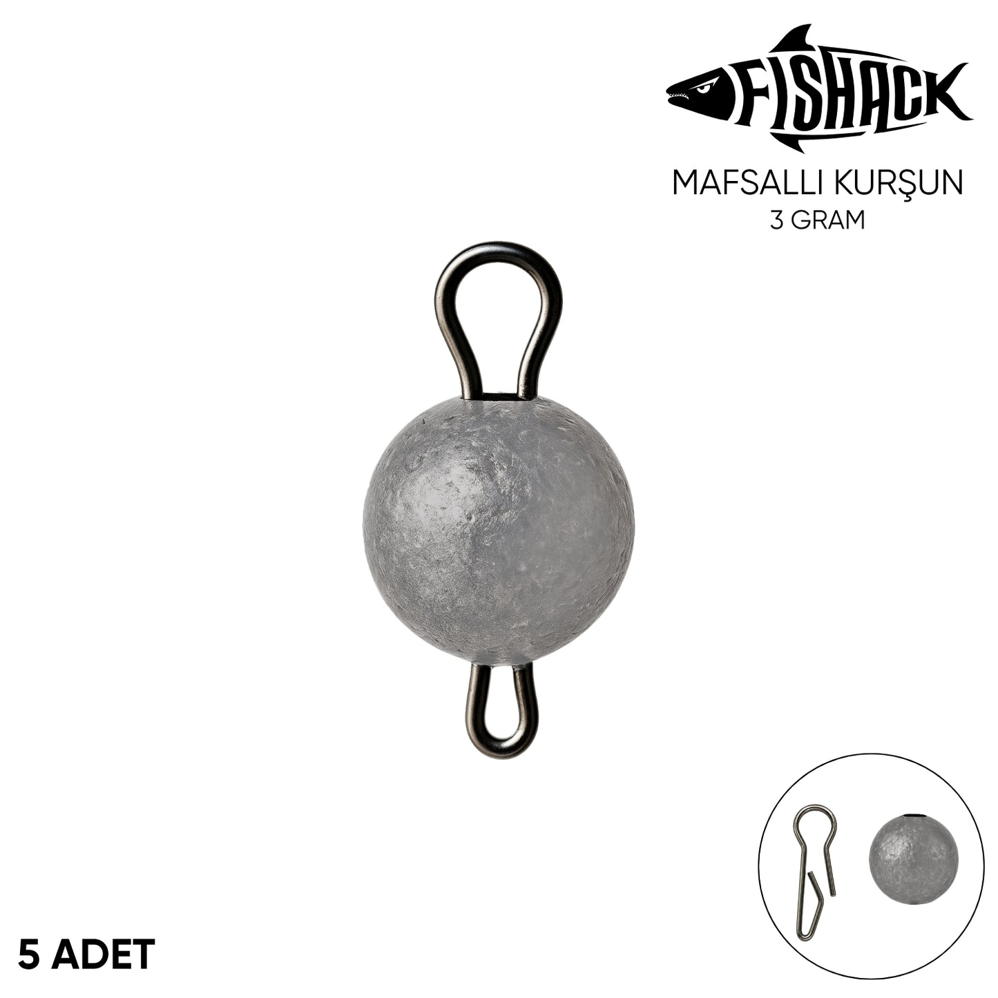 Mafsallı Kurşun - Hareketli İğne Kurşunu - Metal - 5'li Paket - 3 Gram