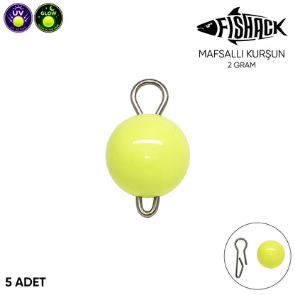 Mafsallı Kurşun - Hareketli İğne Kurşunu - UV Yeşil - 5'li Paket - 2 Gram